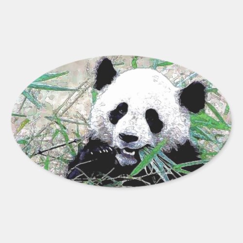 Panda Oval Sticker