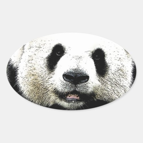 Panda Oval Sticker