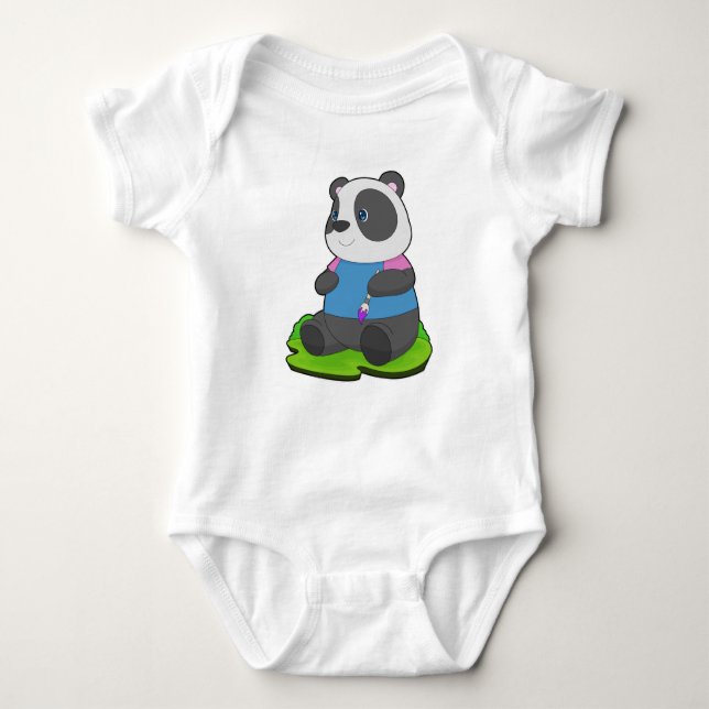 Panda Painter Paint brush Baby Bodysuit (Front)