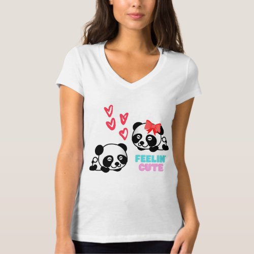 Panda Pals _ Feelin Cute and Playful T_Shirt