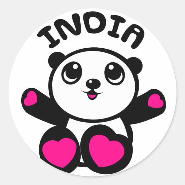 Panda Panda India Classic Round Sticker (Front)