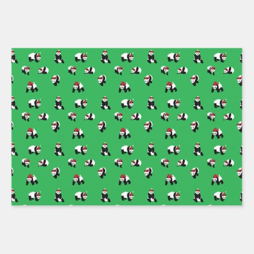 Panda Panda Panda Santa Claus Christmas Bear Wrapping Paper Sheets