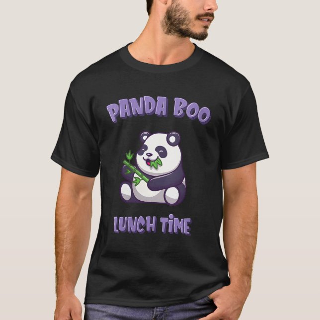 Panda Pandaboo Eating Bamboo Grass Lunchtime T-Shirt (Front)