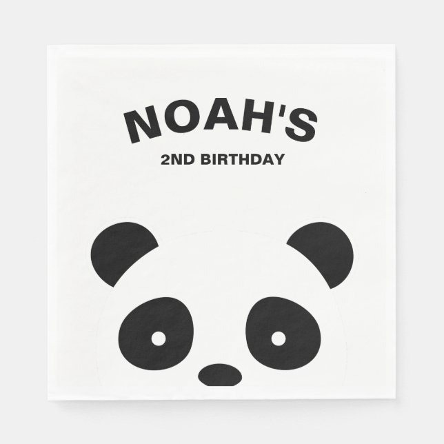 Panda Paper Napkins, Panda Birthday Party Napkins (Front)