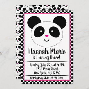 Panda Party Birthday Invitation