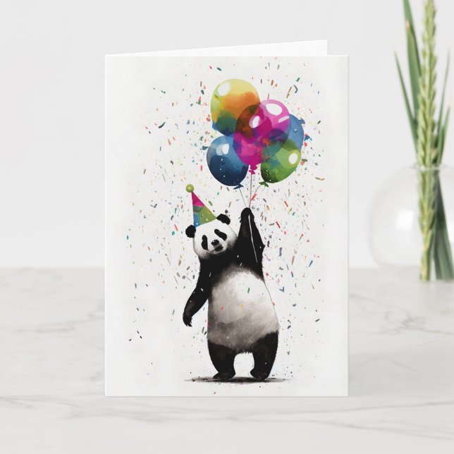 Panda Party Celebration Greeting Card (Front)