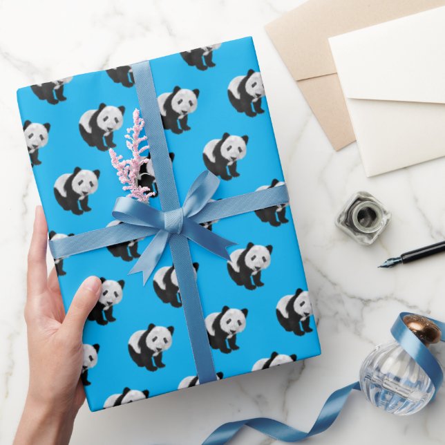 Panda Pattern - Background color changeable  Wrapping Paper (Gifting)