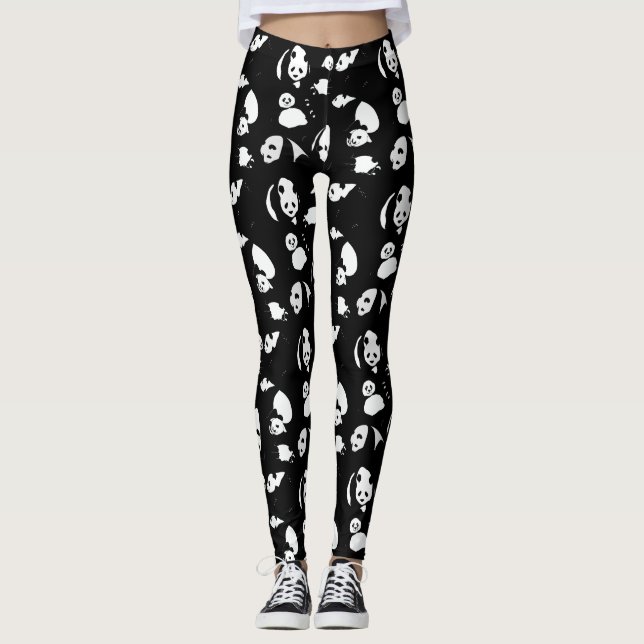 Panda pattern Black BG Leggings (Front)