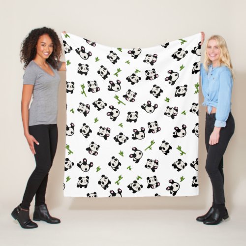 Panda pattern fleece blanket