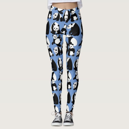 Panda pattern LBlue BG Leggings