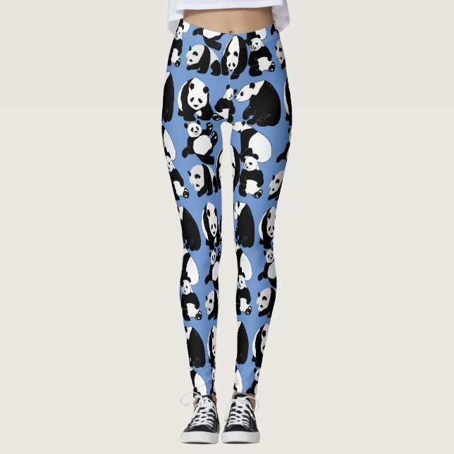 Panda pattern LBlue BG Leggings (Front)