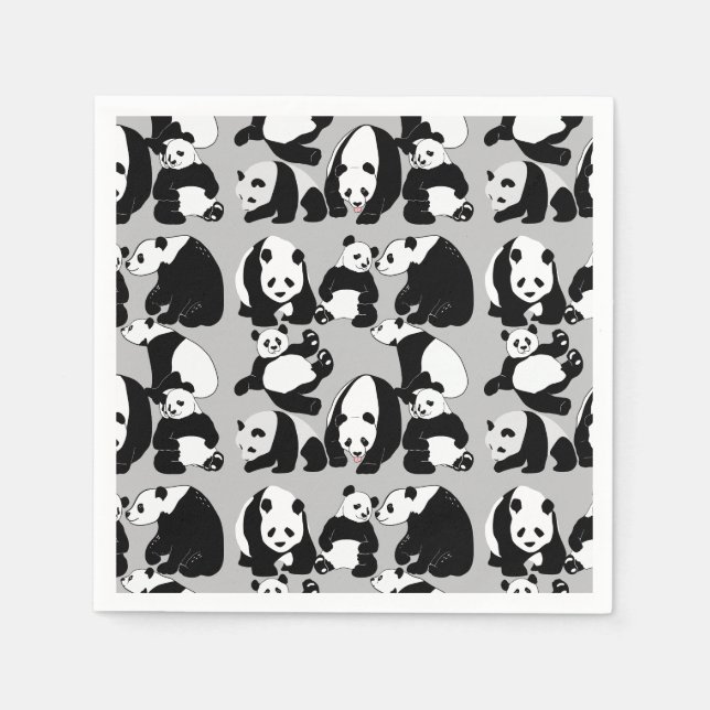 Panda pattern LGrey BG Napkins (Front)