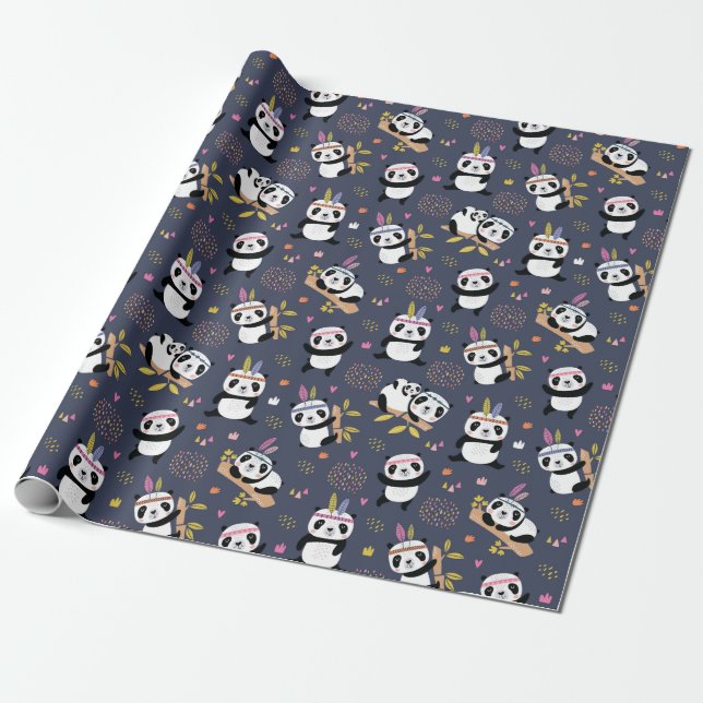Panda Pattern Wrapping Paper (Unrolled)