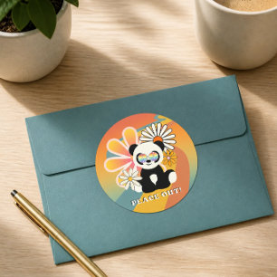 Panda Peace Out Colorful Classic Round Sticker