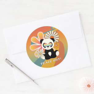 Panda Peace Out Colorful Classic Round Sticker