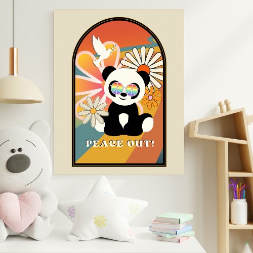 Panda  Peace Out Colorful Poster