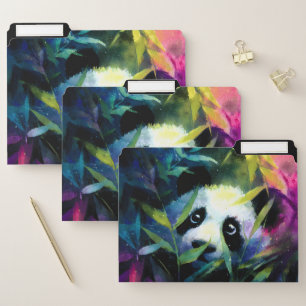 Panda Peeking Bamboo Watercolor File Folder