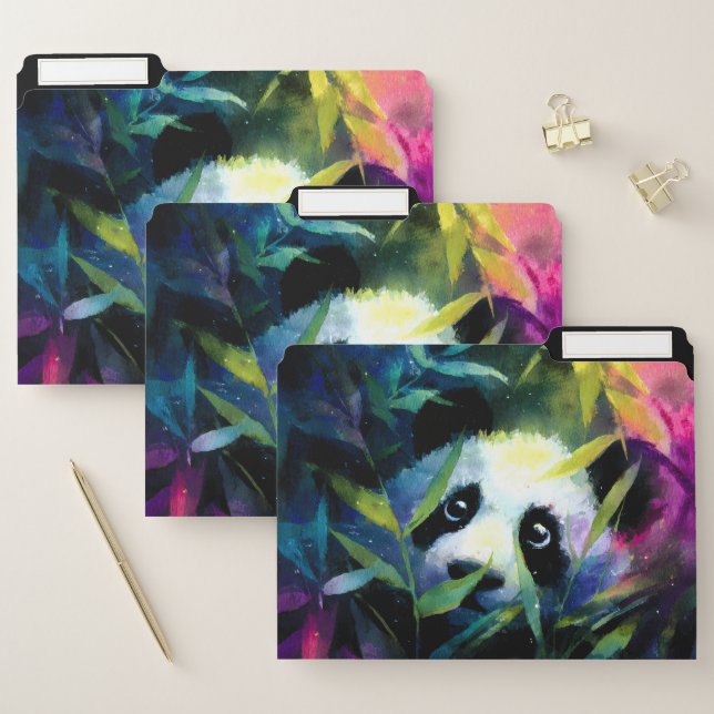 Panda Peeking Bamboo Watercolor File Folder (Set)
