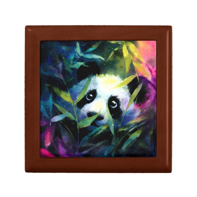Panda Peeking Bamboo Watercolor Gift Box (Front)