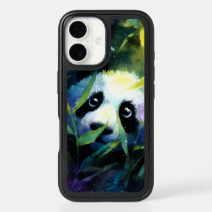 Panda Peeking Bamboo Watercolor iPhone 16 Case