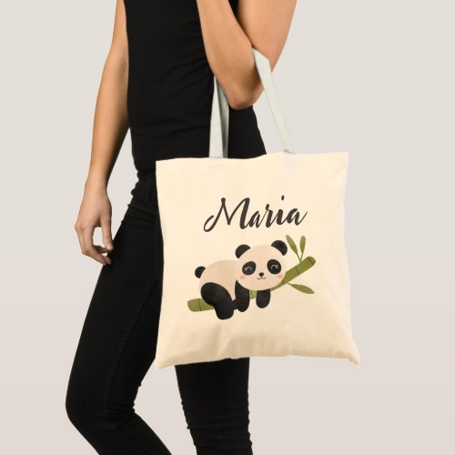 Panda Personalized Bear Tote Bag With Bamboo 