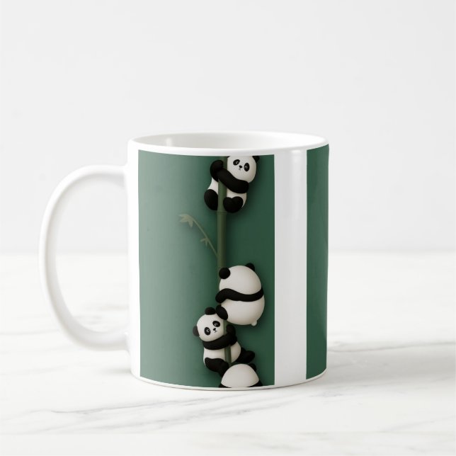 Panda Pile-Up Bamboo Balance The Panda Ladder Clim Coffee Mug (Left)