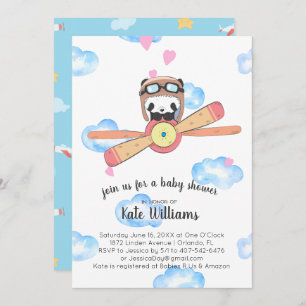 Panda Pilot Baby Shower Invitation