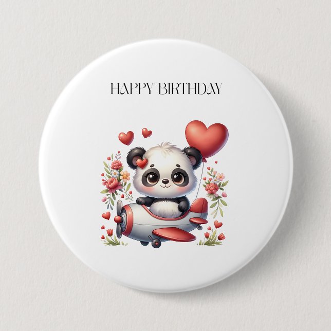 Panda Pilot Birthday Button (Front)