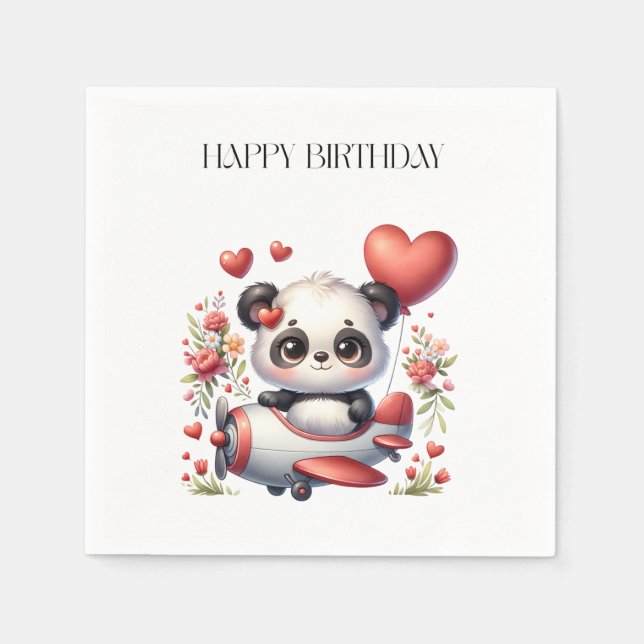 Panda Pilot Birthday Napkins (Front)