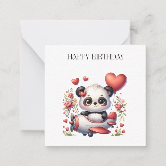Panda Pilot Birthday Note Card (Front)