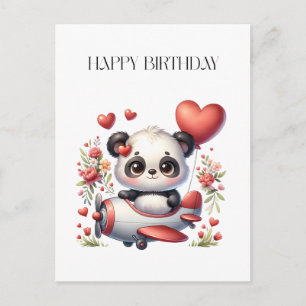 Panda Pilot Birthday Postcard