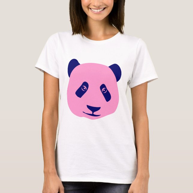 Panda - Pink and Dark Blue T-Shirt (Front)