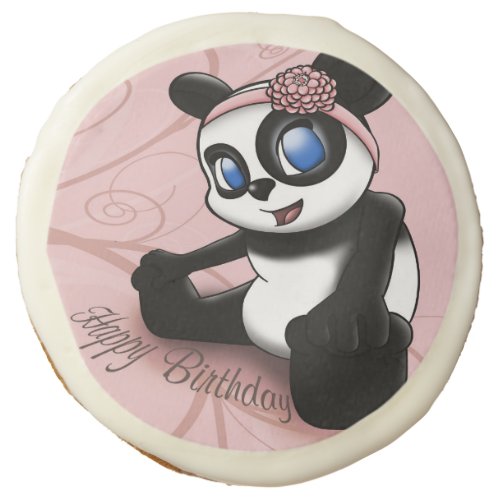 Panda Pink Birthday Sugar Cookie