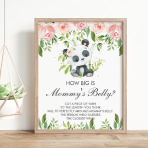Panda Pink Floral How Big is Mommy's Belly Game  Poster