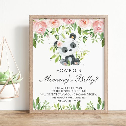 Panda Pink Floral How Big is Mommys Belly Game  Poster