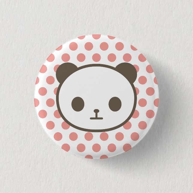 panda pink pinback button (Front)