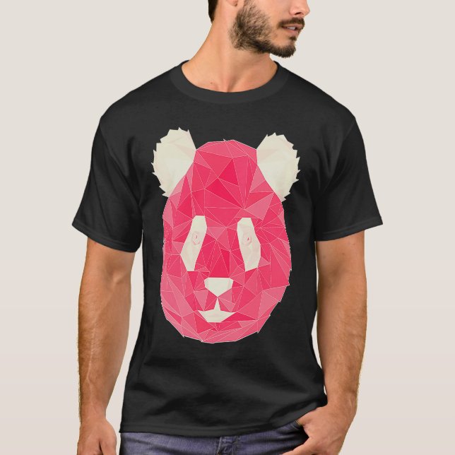 Panda Pink Polygon Style T-Shirt (Front)