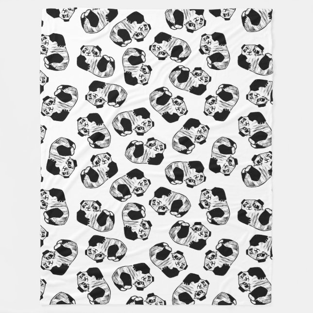 Panda Play Fleece Blanket, Large (Front)