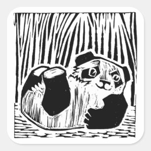 Panda Play Square Stickers, Glossy Sticker