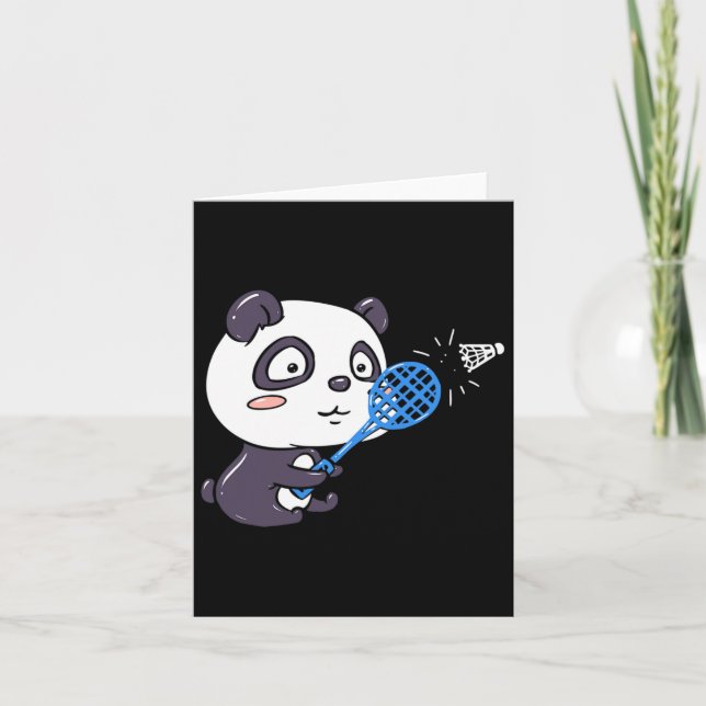 Panda Playing Badminton Getting Sweaty I Panda Bea Card (Front)