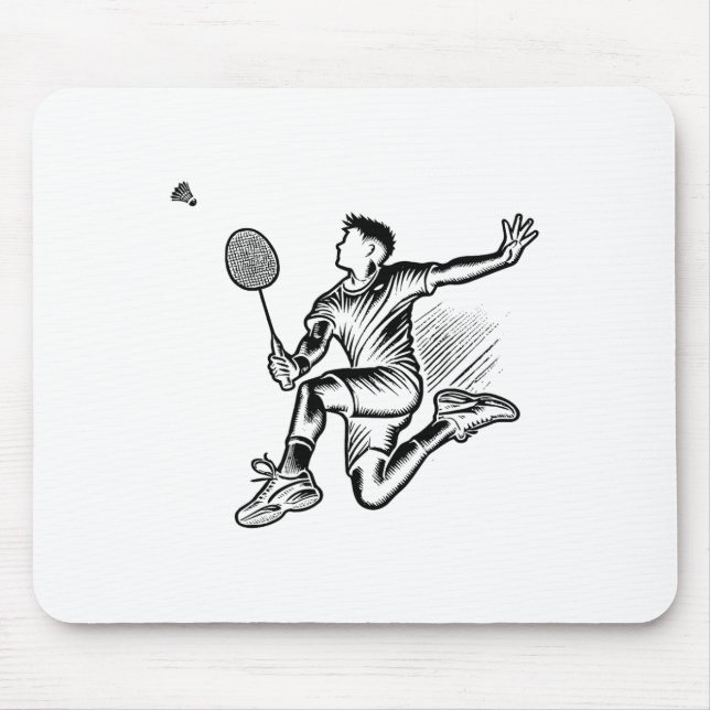 Panda Playing Badminton Player Shuttle  Mouse Pad (Front)