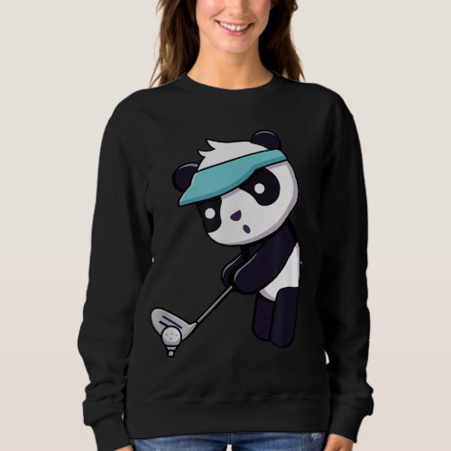 Panda Playing Golf Funny Animal Golfer Panda Bear  Sweatshirt