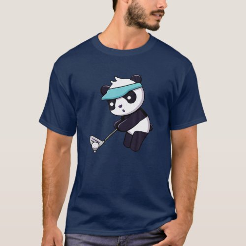 Panda Playing Golf Funny Animal Golfer Panda Bear T_Shirt
