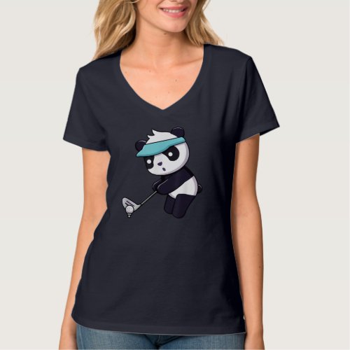 Panda Playing Golf Funny Animal Golfer Panda Bear  T_Shirt