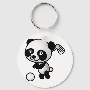 Panda playing golf keychain
