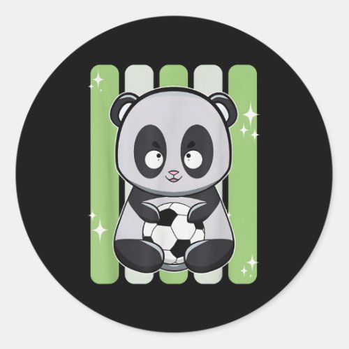 Panda Playing Soccer Classic Round Sticker