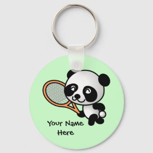 Panda Playing Tennis Customizeable Keychain