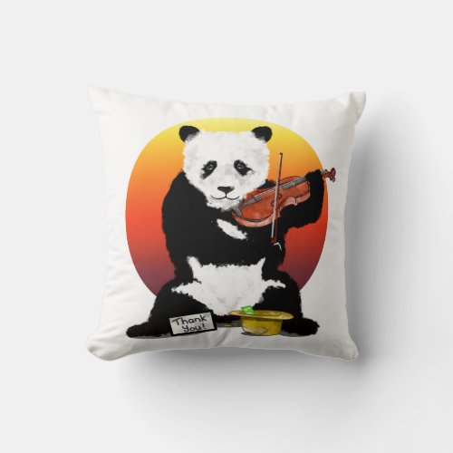 Panda Playing the violin Throw Pillow