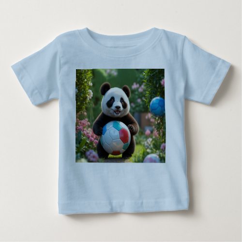 Panda Playtime Mother and Cub in the Garden Baby T_Shirt