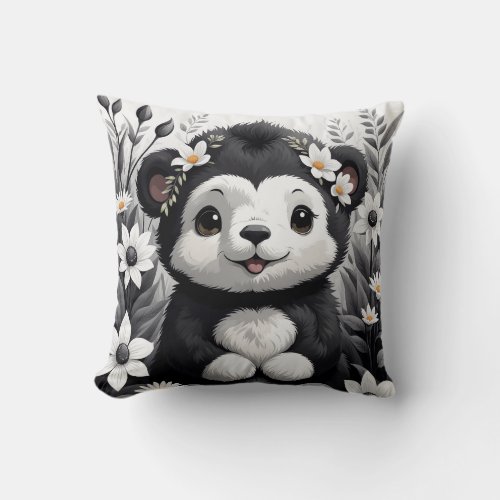 Panda Playtime Whimsical Polyester Pillowcase  Throw Pillow